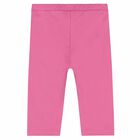 Girls Pink Logo Cropped Leggings, 1, hi-res