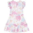 Girls White Floral Dress, 1, hi-res