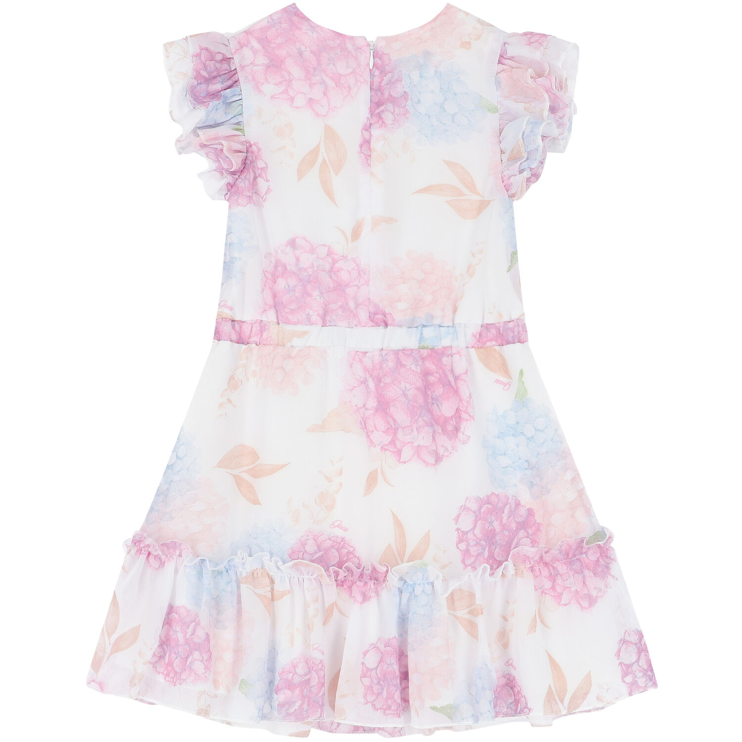 Girls White Floral Dress, 1, hi-res