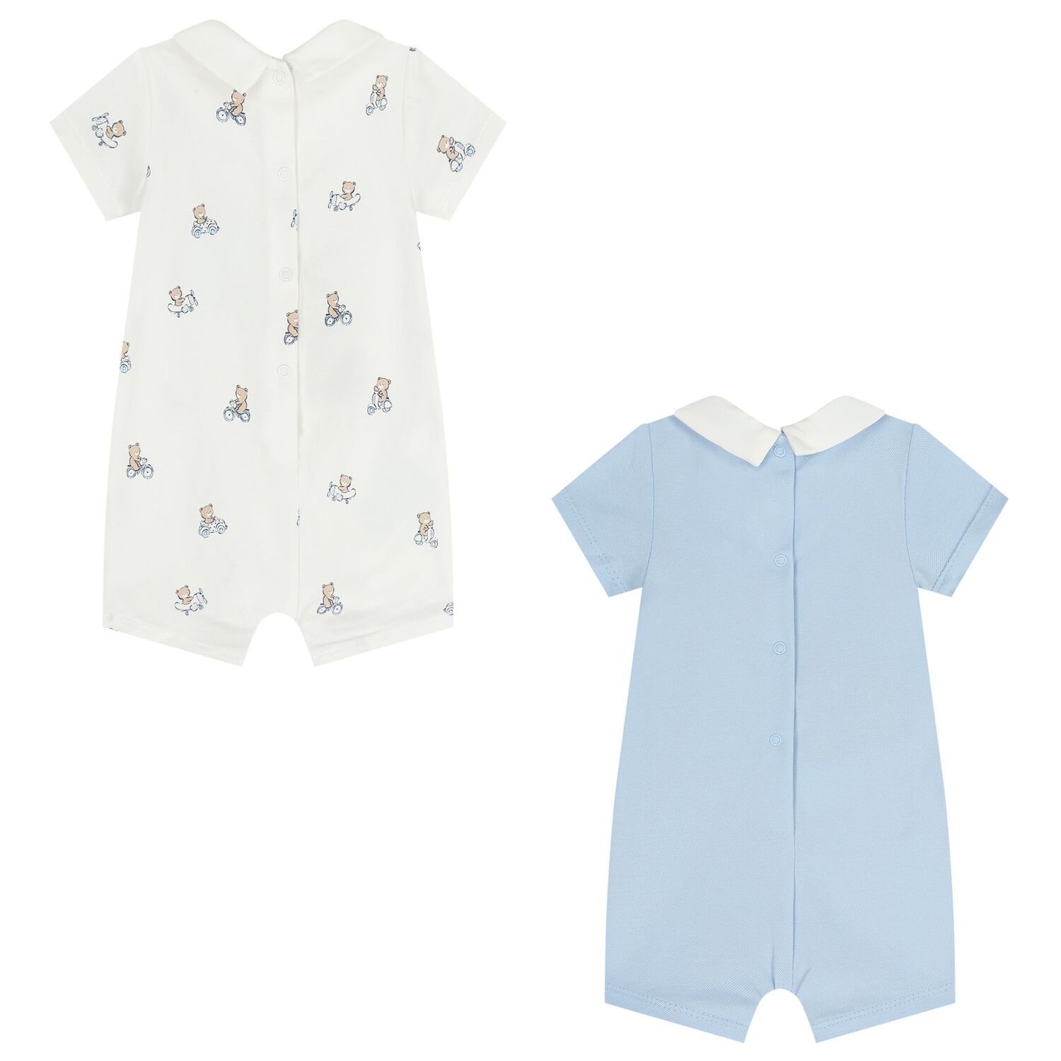 Baby Boys White & Blue Rompers ( 2-Pack ), 2, hi-res