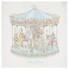 Baby Boys Ivory & Blue Carousel Carr&eacute; Swaddle & Bib Gift Set, 1, hi-res