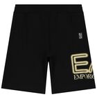 Boys Black Logo Shorts, 1, hi-res