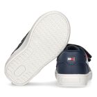 Boys Navy Blue Logo Trainers, 2, hi-res