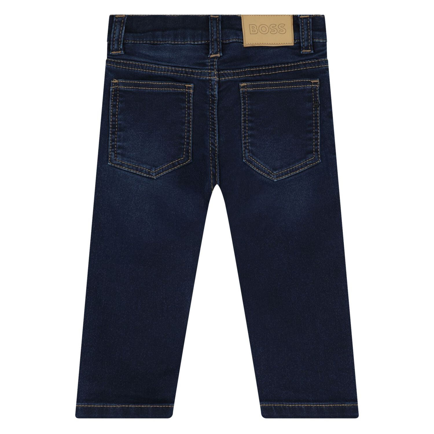 Younger Boys Navy Blue Logo Denim Jeans, 1, hi-res