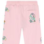 Girls Pink Floral Joggers , 1, hi-res
