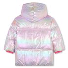 Girls Pink Logo Iridescent Puffer Jacket, 1, hi-res
