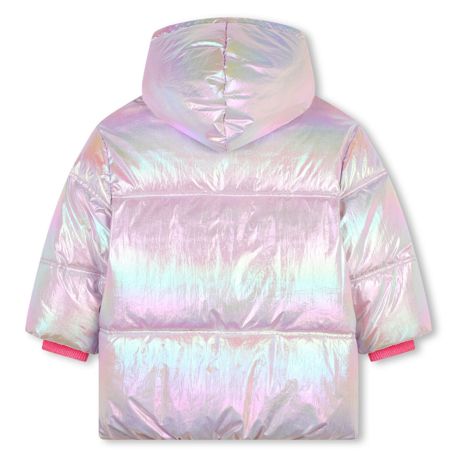 Girls Pink Logo Iridescent Puffer Jacket, 1, hi-res