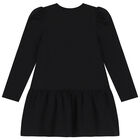 Girls Black Teddy Bear Logo Dress, 3, hi-res