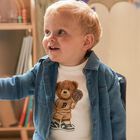 Younger Boys White Teddy Bear Long Sleeve Top, 2, hi-res