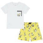 Younger Boys White & Yellow Shorts Set, 1, hi-res