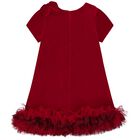 Girls Red Velvet Bow Dress, 1, hi-res