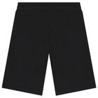 Boys Black Logo Shorts, 1, hi-res