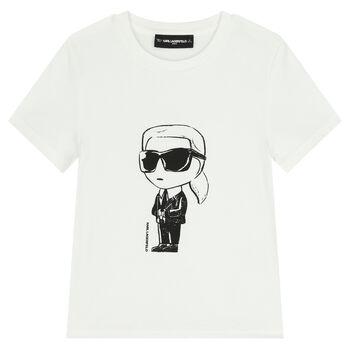 Boys White Ikonik Karl T-Shirt