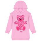 Girls Pink Teddy Logo Hooded Dress, 1, hi-res