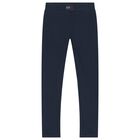 Girls Navy Blue Logo Leggings, 1, hi-res