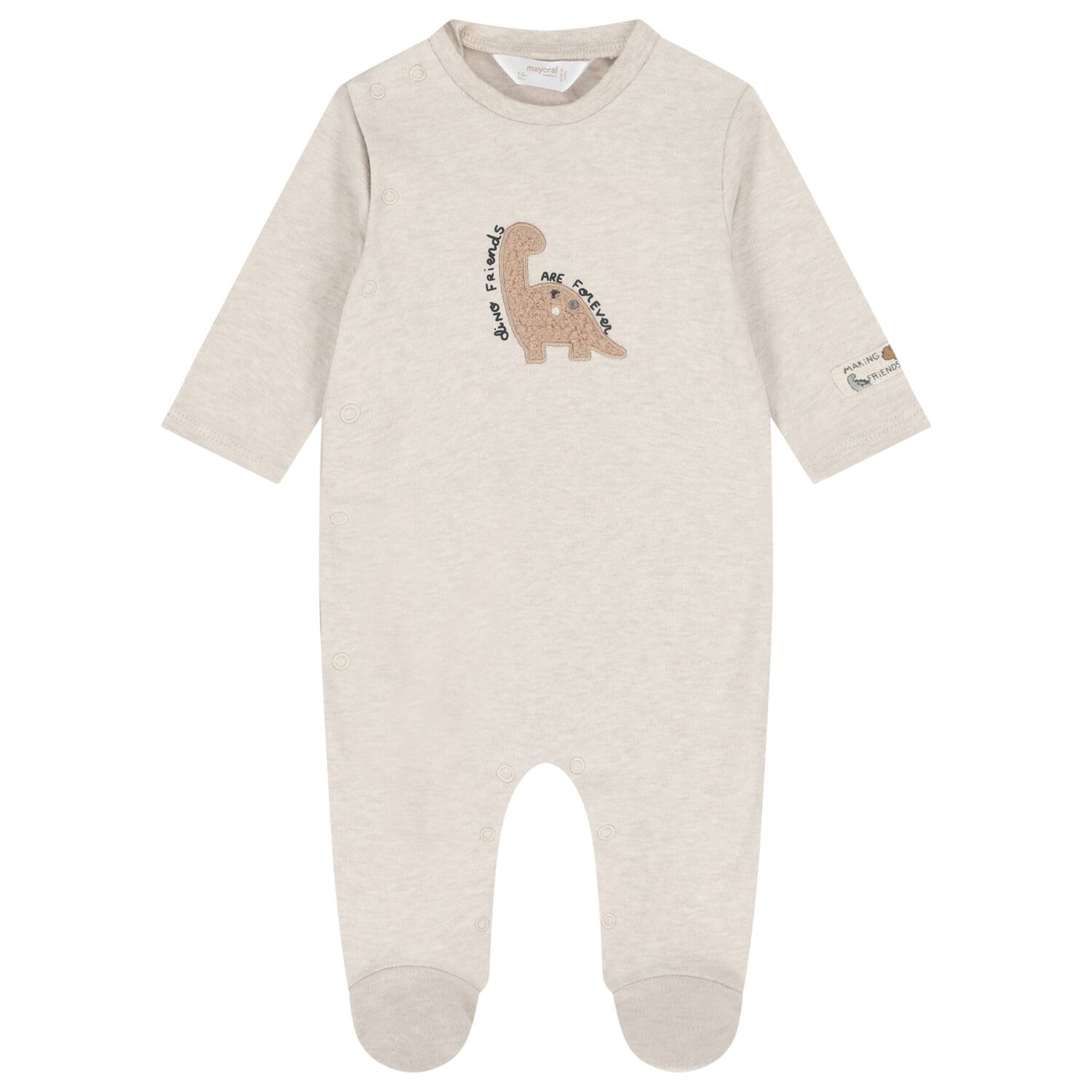Baby Boys Ivory & Beige Dinosaur Babygrows ( 2-Pack ), 1, hi-res