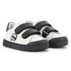 Boys White & Black Ikonik Karl Trainers, 1, hi-res