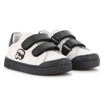 Boys White & Black Ikonik Karl Trainers