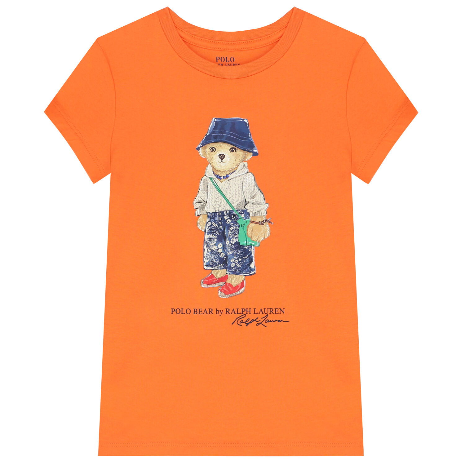 Girls Orange Polo Bear T-Shirt, 1, hi-res