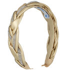 Girls Gold Plaited Diamante Headband, 3, hi-res