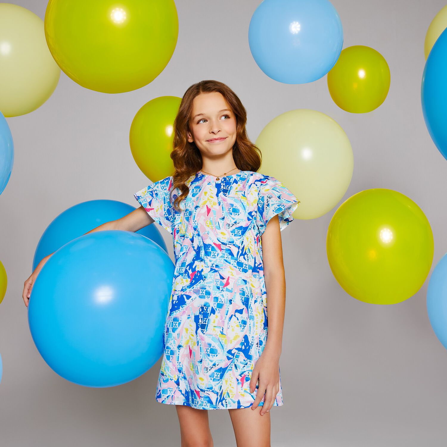 Girls Multi-Coloured Logo Dress, 1, hi-res