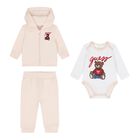 Baby Boys Beige Teddy Bear Tracksuit (3 Piece), 1, hi-res