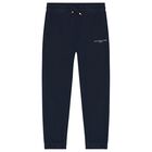 Boys Navy Blue Logo Joggers, 1, hi-res