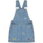 Girls Blue Denim Logo Dungaree, 1, hi-res