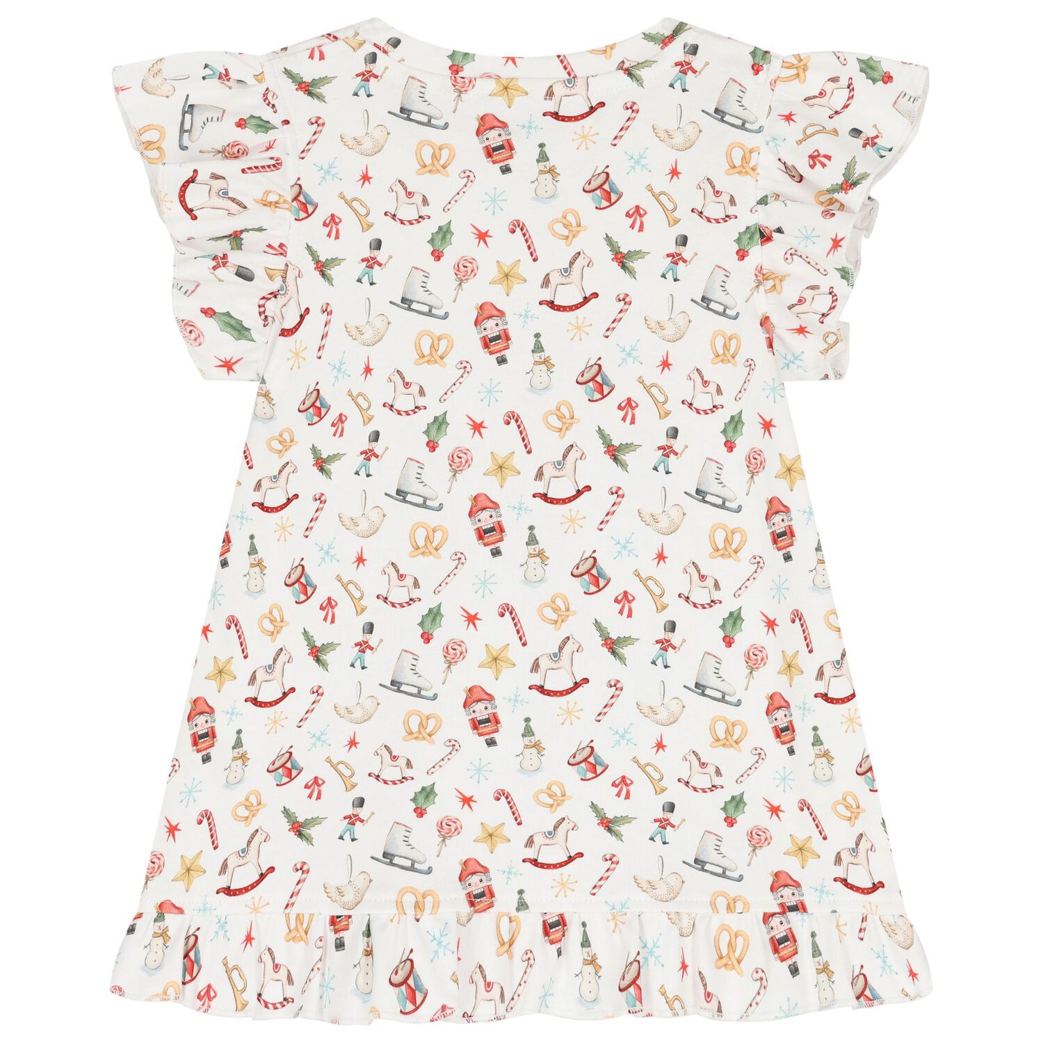 Girls White Christmas Pyjamas, 1, hi-res image number null