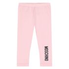 Younger Girls Pink Logo Leggings, 1, hi-res