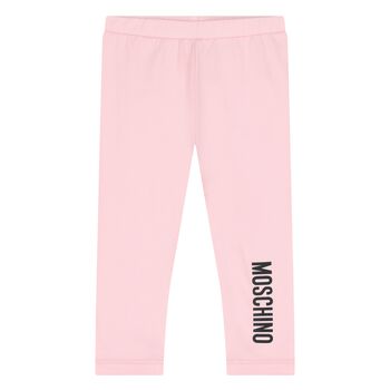 Younger Girls Pink Logo Leggings