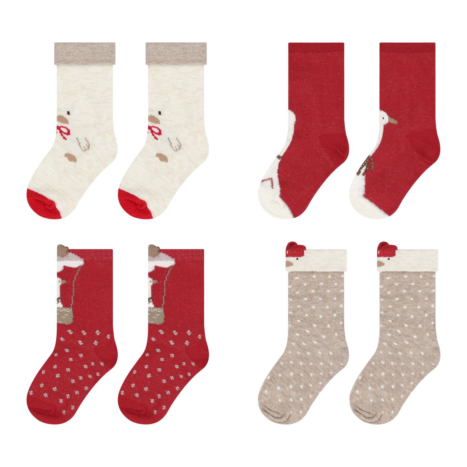Baby Girls Red & Ivory Socks ( 4-Pack ), 3, hi-res image number null
