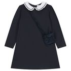 Girls Navy Blue Dress Set, 1, hi-res