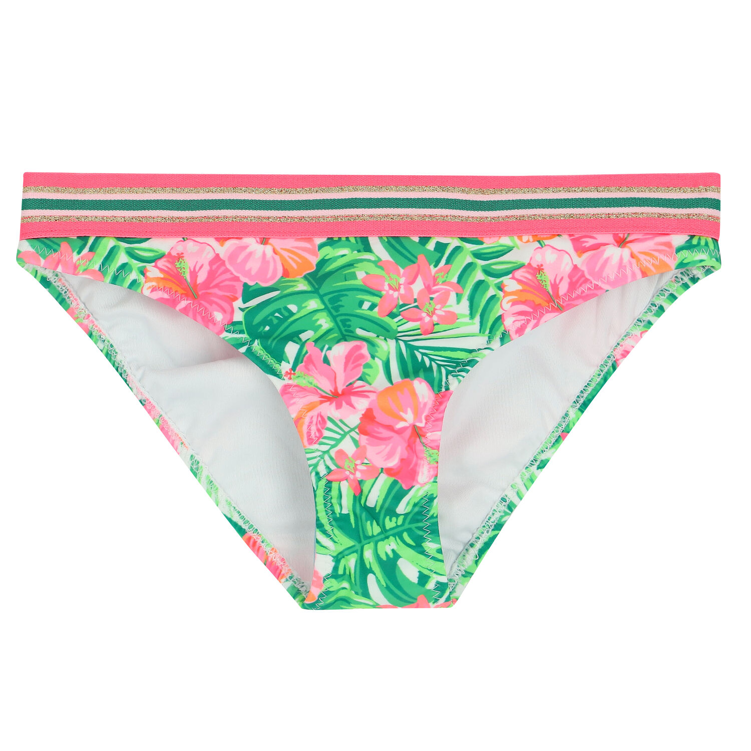 Girls Pink & Green Floral Bikini, 1, hi-res