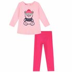 Girls Pink Leggings & Top Set, 1, hi-res