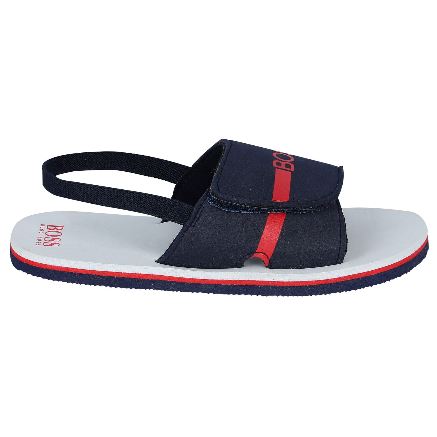 Younger Boys Navy Blue Logo Sandals, 3, hi-res