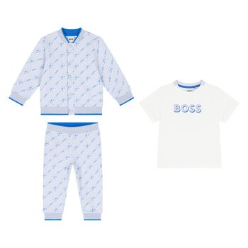 Baby Boys Blue & White Logo Tracksuit Set