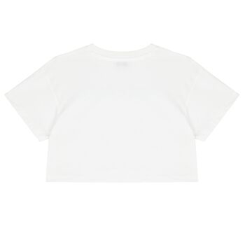 Girls White Logo Rhinestones T-Shirt