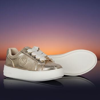 Girls Gold & Ivory Logo Trainers
