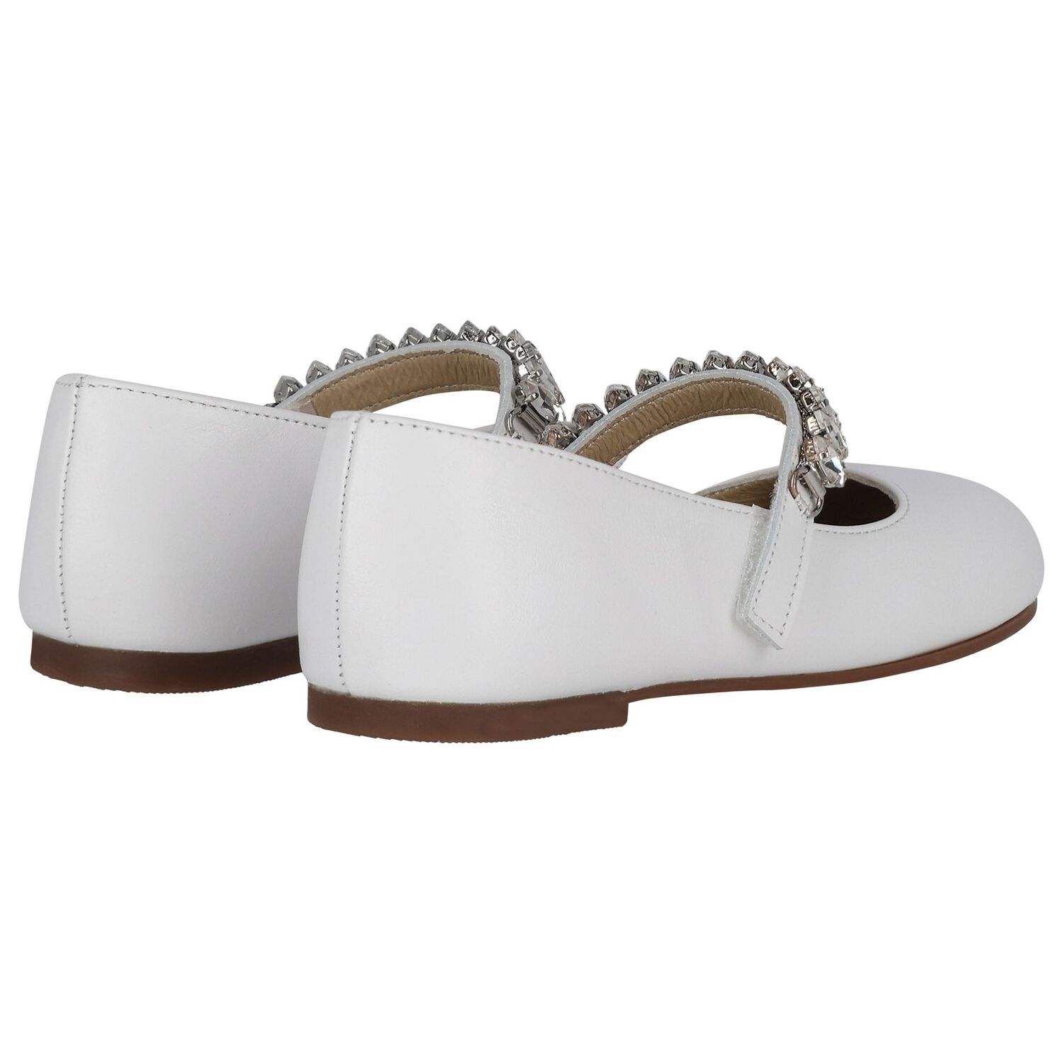 Girls White Embellished Ballerina Shoes, 1, hi-res