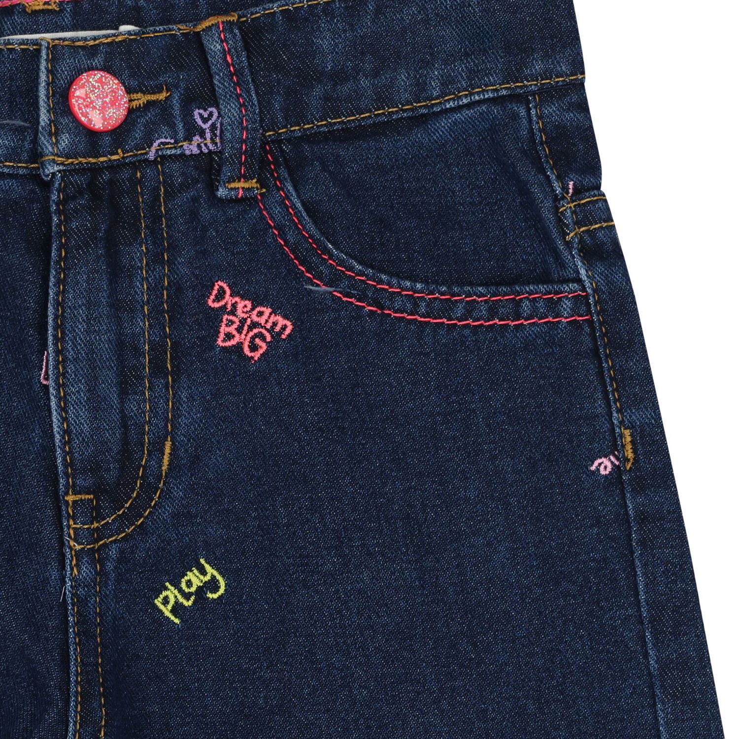 Girls Navy Blue Denim Jeans, 1, hi-res