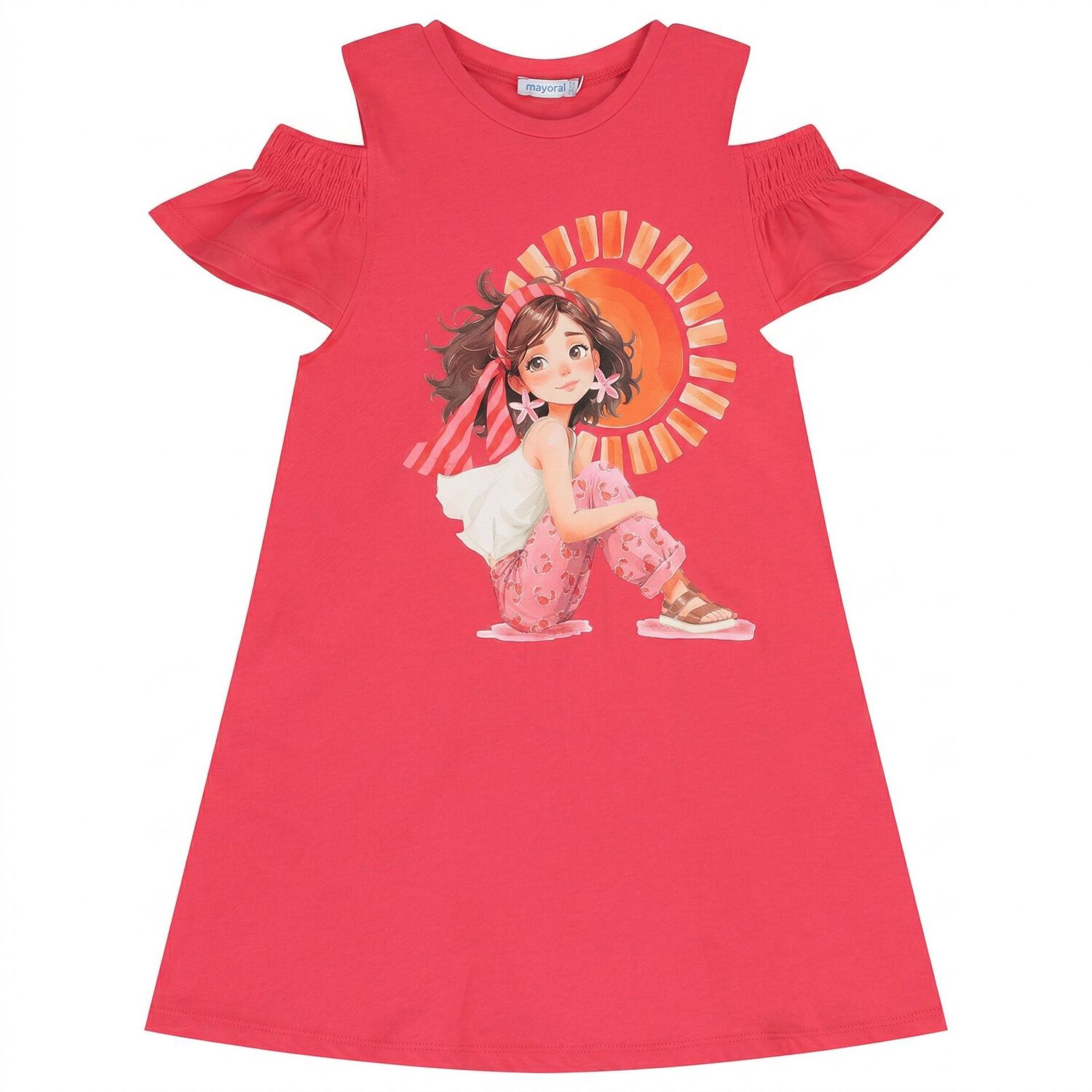 Girls Pink Ruffled Dress Set, 1, hi-res