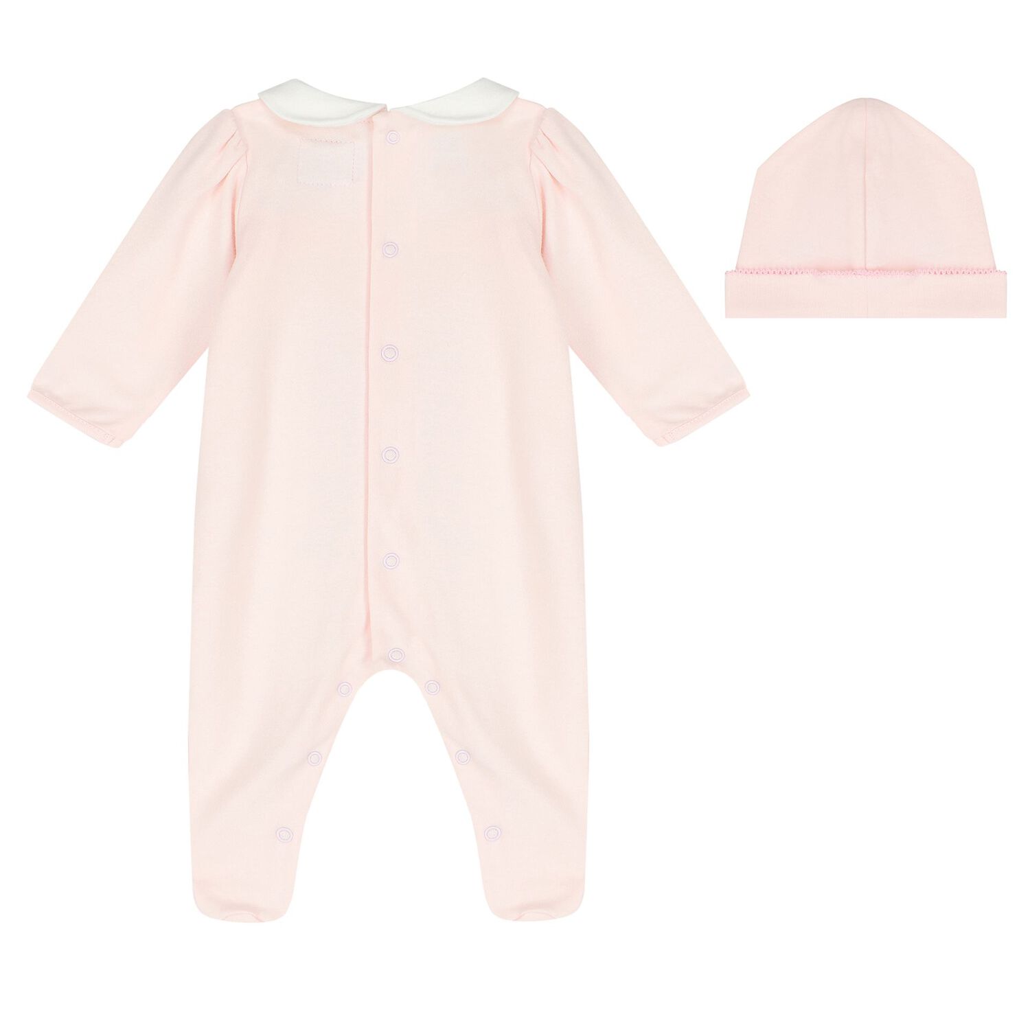 Baby Girls Pink Cotton Babygrow & Hat Set, 1, hi-res