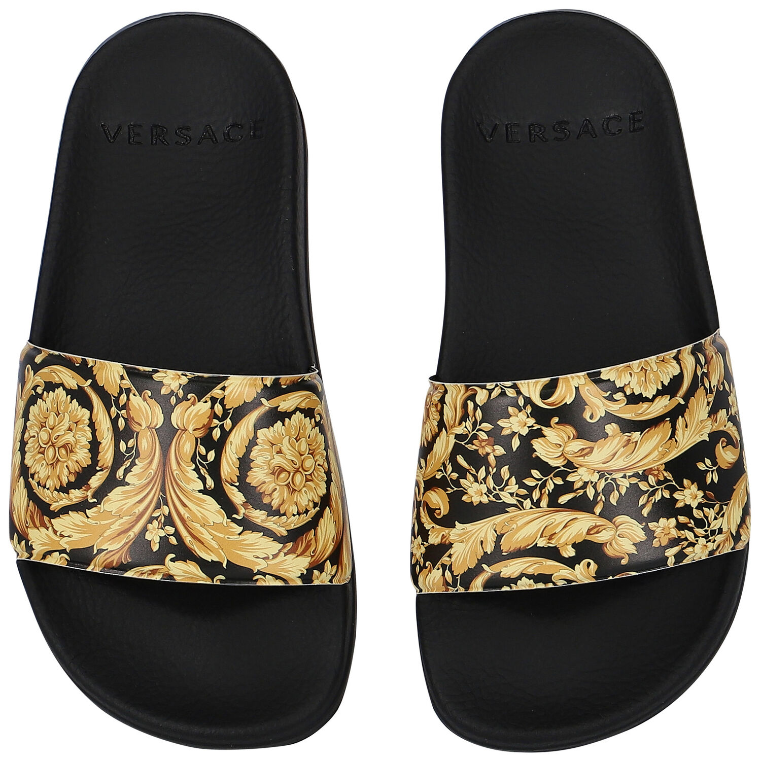 Gold & Black Barocco Sliders, 1, hi-res