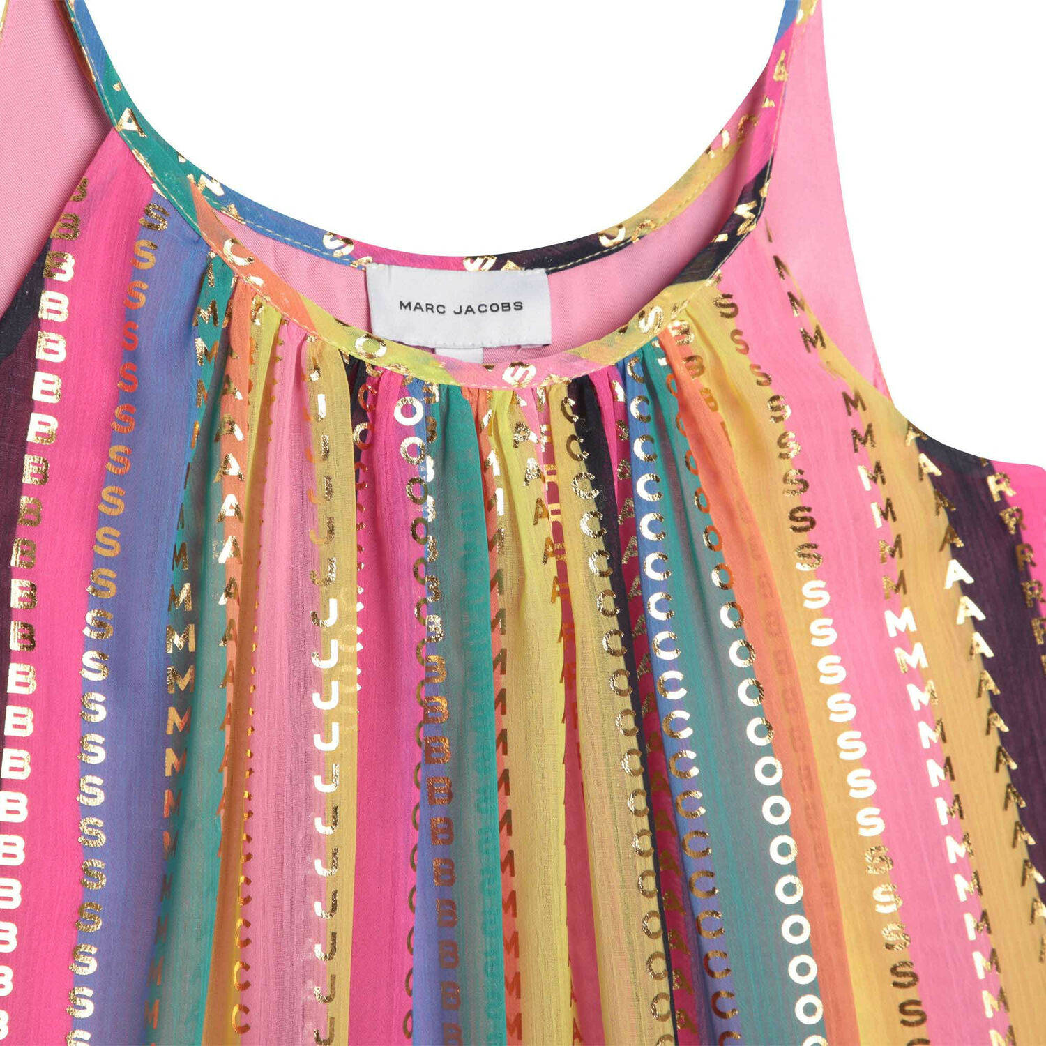 Girls Gold & Pink Logo Striped Dress, 1, hi-res image number null