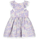 Girls Lilac Floral Jacquard Dress, 1, hi-res