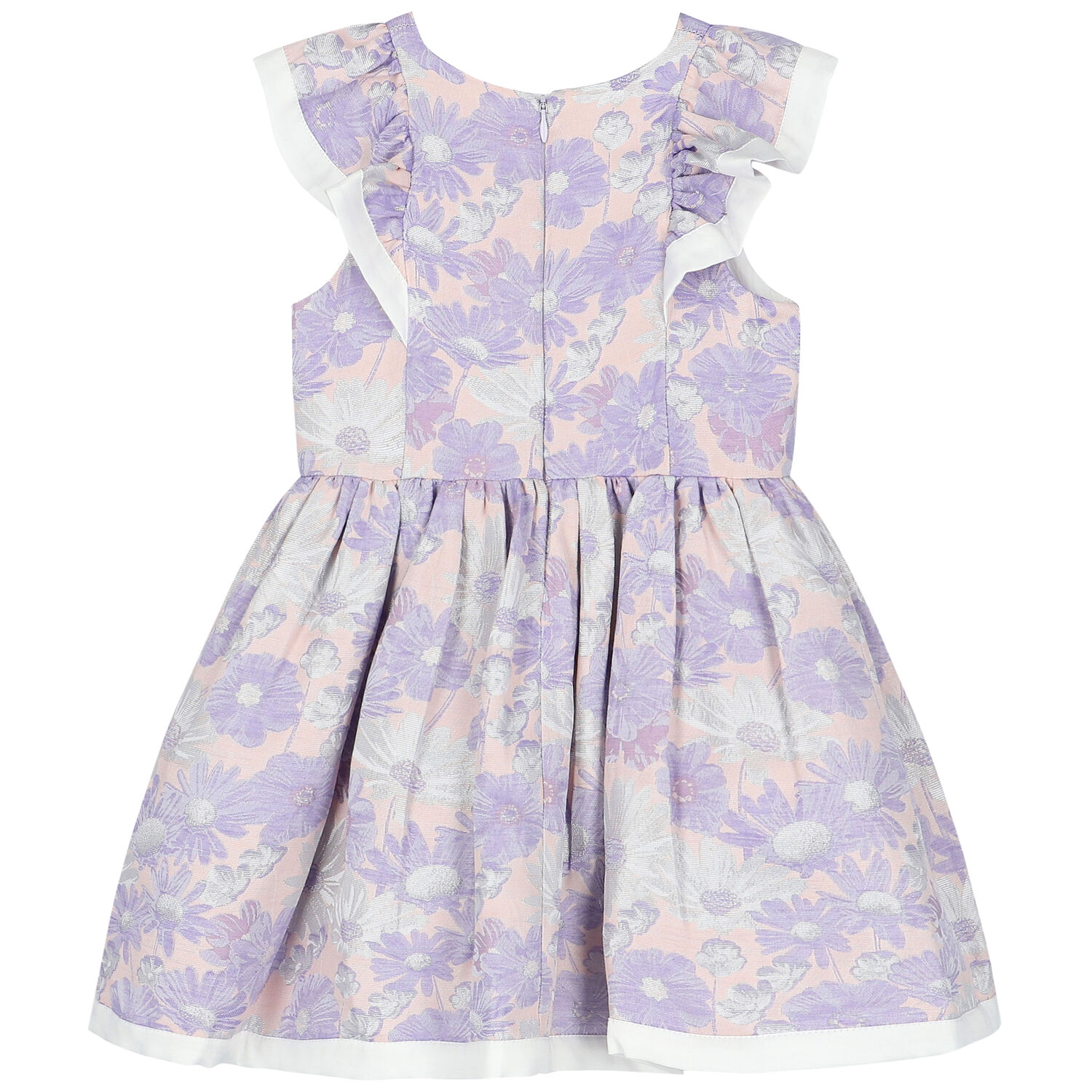 Girls Lilac Floral Jacquard Dress, 1, hi-res