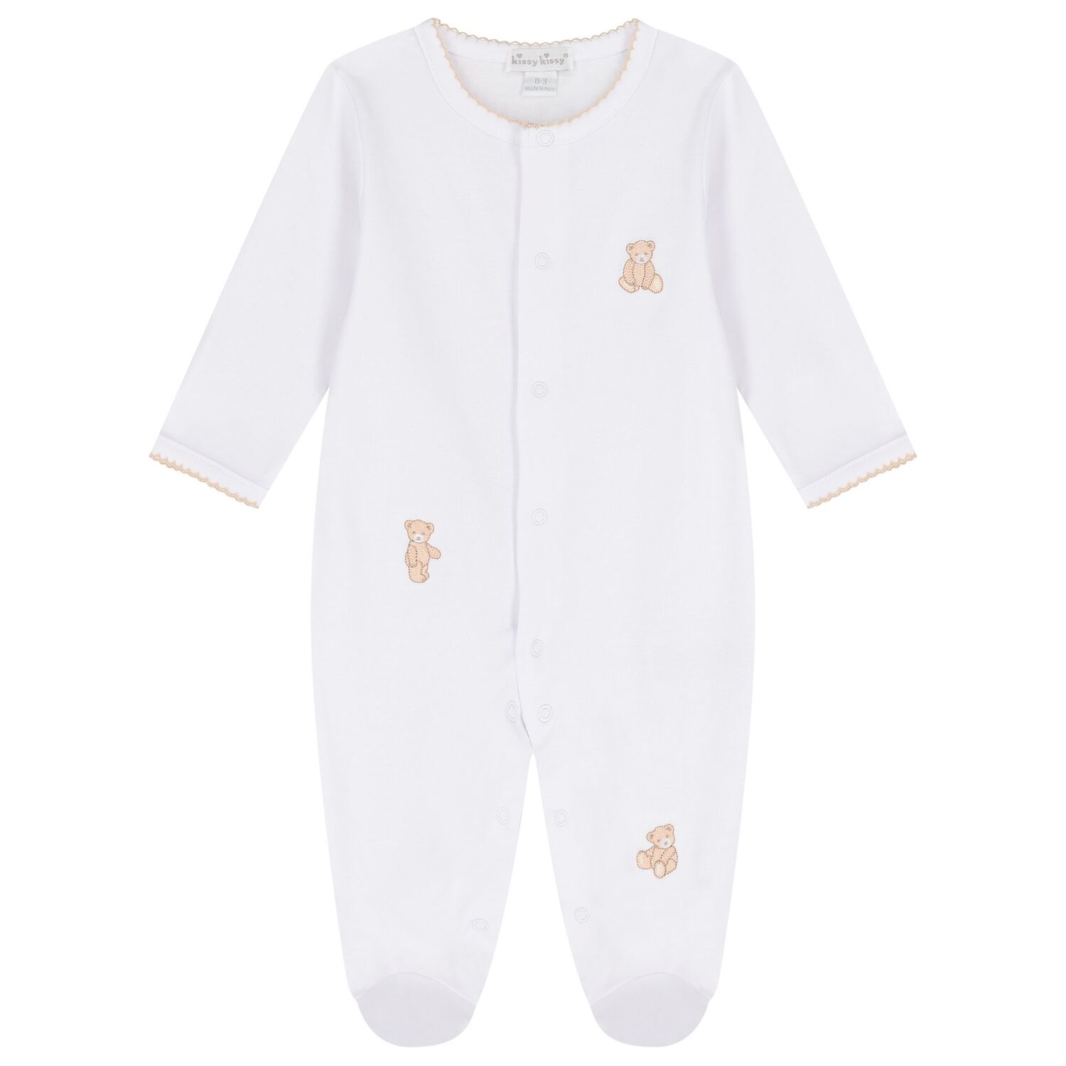 White & Beige Teddy Bear Time Babygrow Set, 1, hi-res image number null