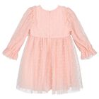 Younger Girls Pink Tulle Dress, 1, hi-res