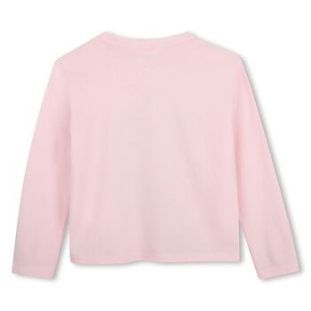 Girls Pink Glitter Cat Long Sleeve Top